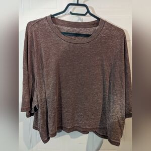 American Eagle Outfitters Rose Brown Cropped Oversized Short Sleeves Tee